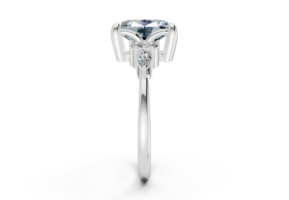 Lyra Blue Diamond Accent Elongated Cushion Cut 2.3mm Engagement Ring