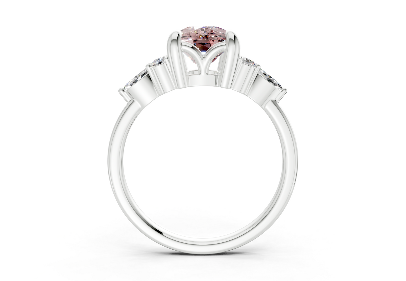 Lyra Pink Diamond Accent Elongated Cushion Cut 2mm Engagement Ring
