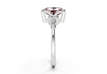 Lyra Pink Diamond Accent Elongated Cushion Cut 2.3mm Engagement Ring