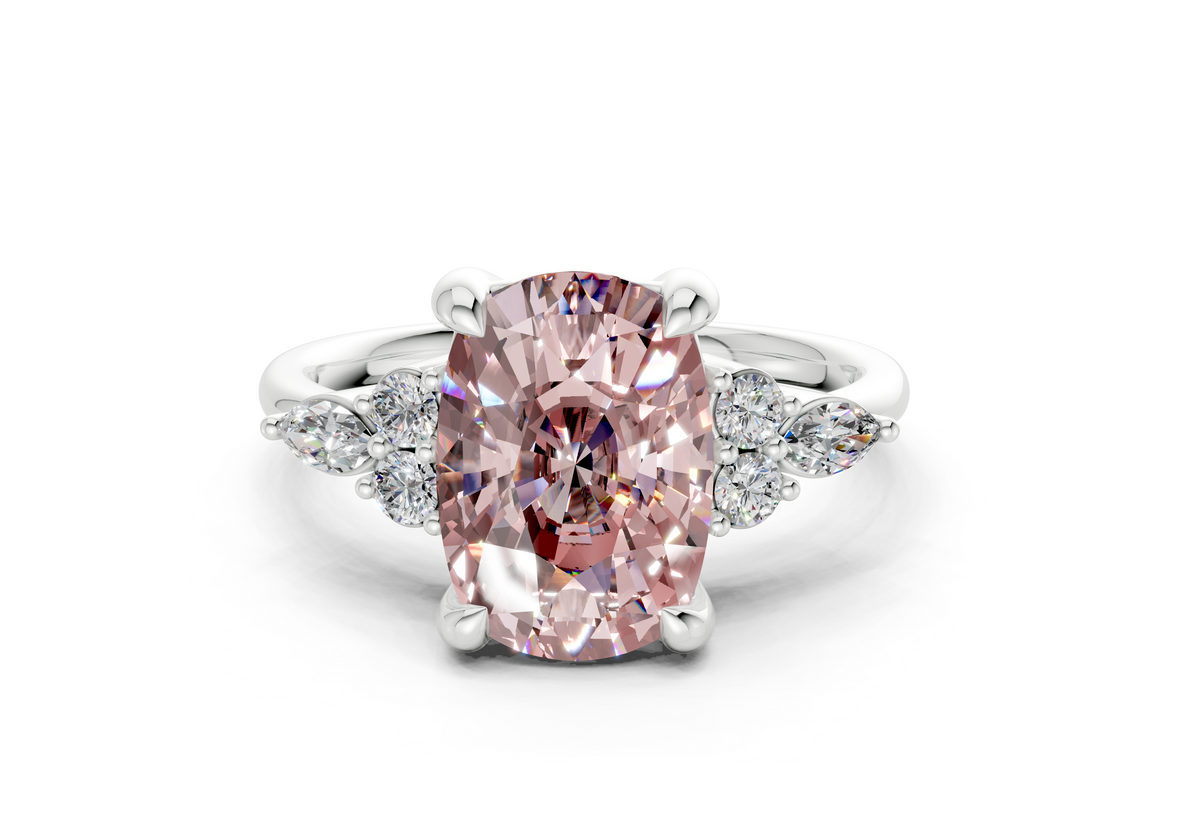 Lyra Pink Diamond Accent Elongated Cushion Cut 1.8mm Engagement Ring