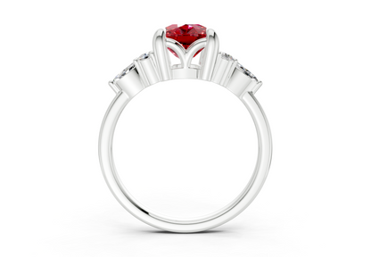 Lyra Ruby Gemstone Accent Elongated Cushion Cut 2.3mm Engagement Ring