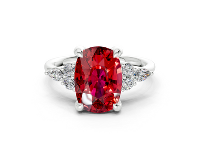 Lyra Ruby Gemstone Accent Elongated Cushion Cut 2mm Engagement Ring