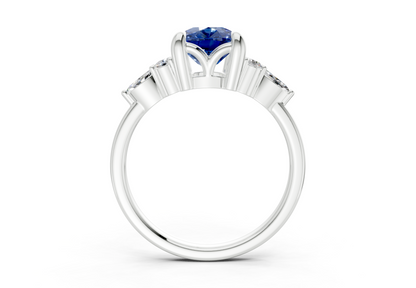Lyra Sapphire Gemstone Accent Elongated Cushion Cut 2mm Engagement Ring