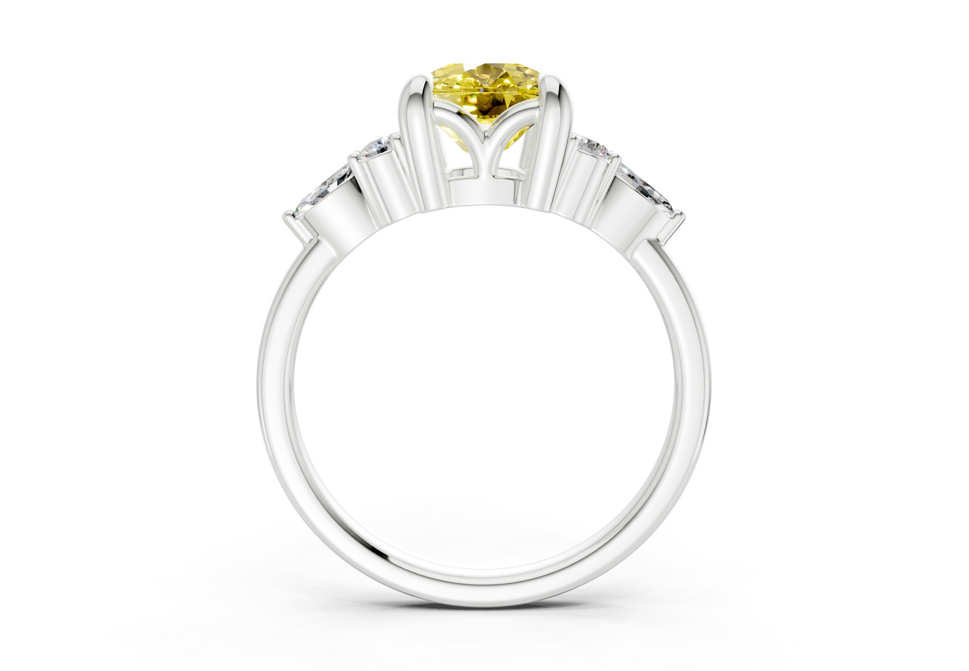Lyra Yellow Diamond Accent Elongated Cushion Cut 2mm Engagement Ring