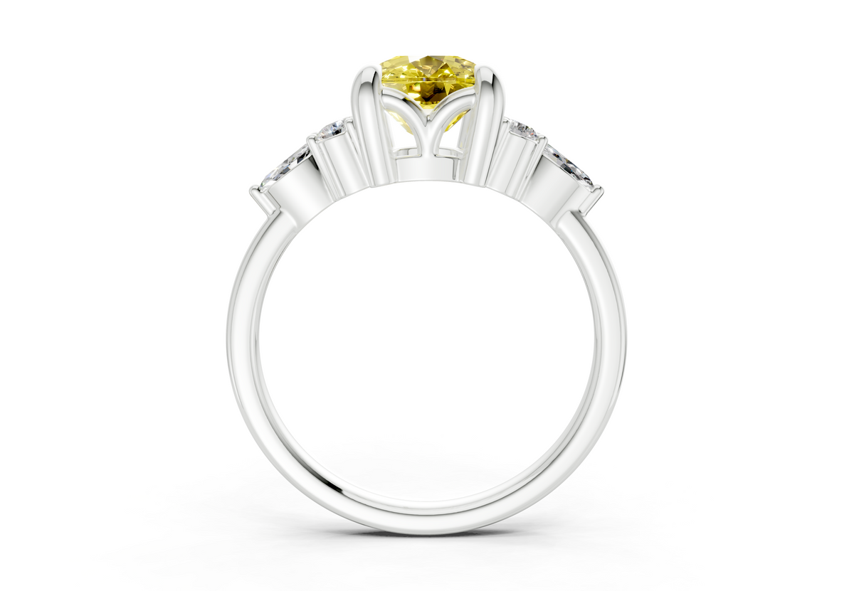Lyra Yellow Diamond Accent Elongated Cushion Cut 1.8mm Engagement Ring