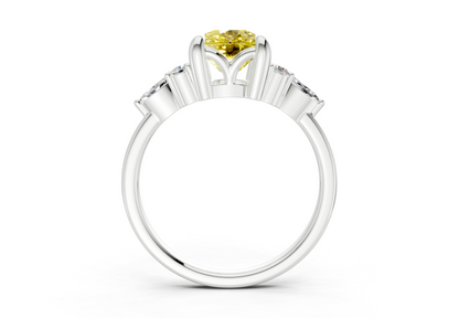 Lyra Yellow Diamond Accent Elongated Cushion Cut 1.8mm Engagement Ring