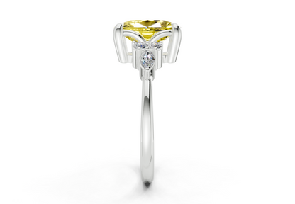 Lyra Yellow Diamond Accent Elongated Cushion Cut 2.3mm Engagement Ring