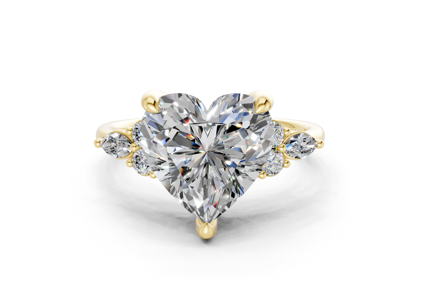 Lyra Diamond Accent Heart Cut 1.8mm Engagement Ring