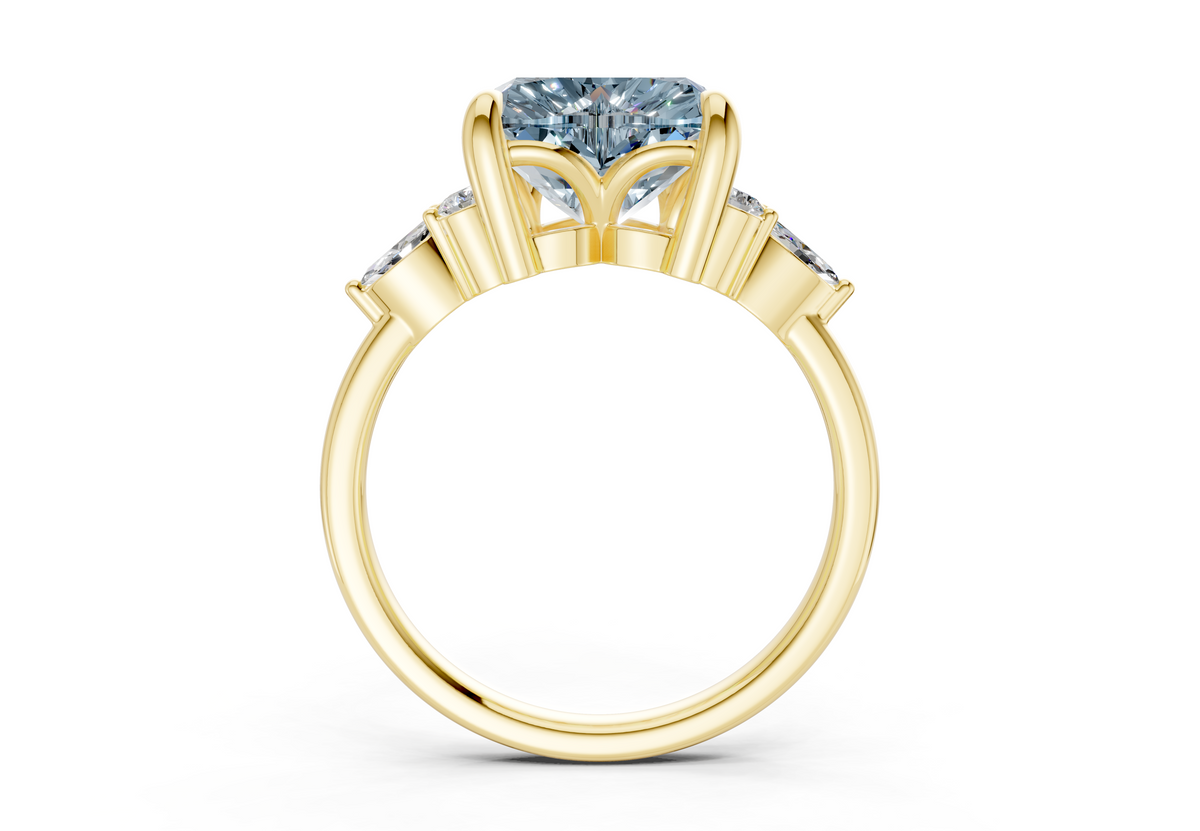 Lyra Blue Diamond Accent Heart Cut 2.3mm Engagement Ring