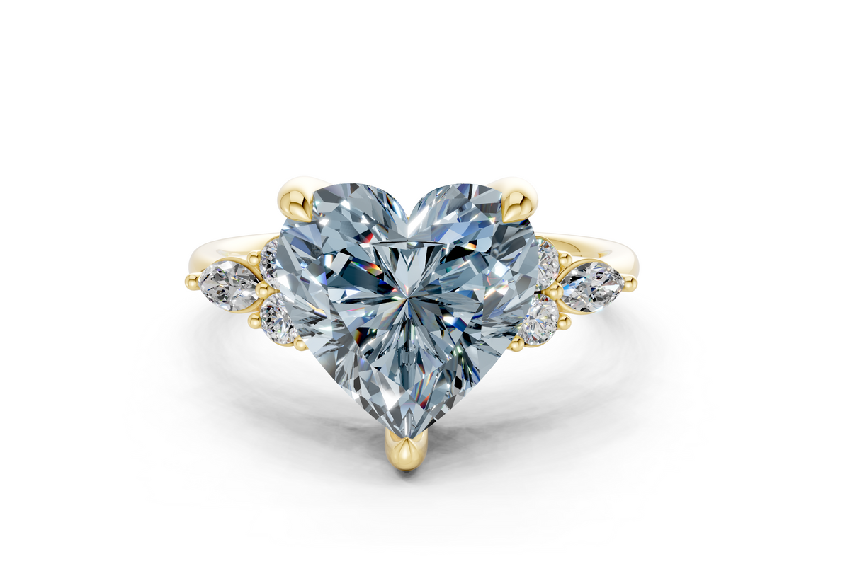 Lyra Blue Diamond Accent Heart Cut 2mm Engagement Ring