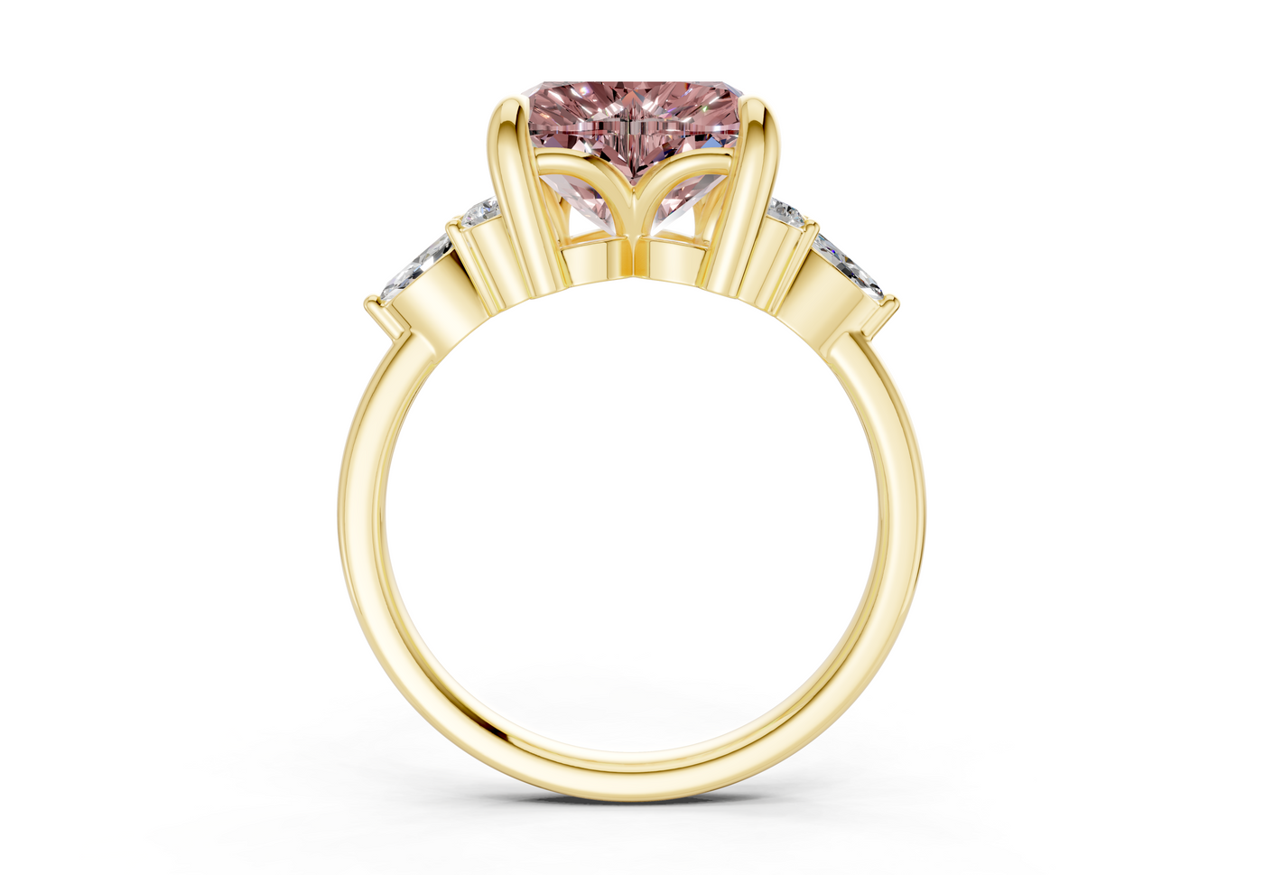 Lyra Pink Diamond Accent Heart Cut 1.8mm Engagement Ring