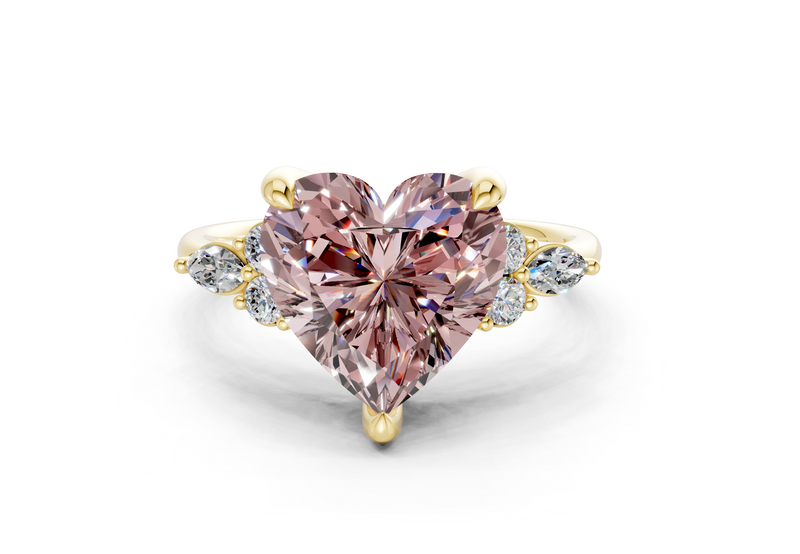 Lyra Pink Diamond Accent Heart Cut 2.3mm Engagement Ring