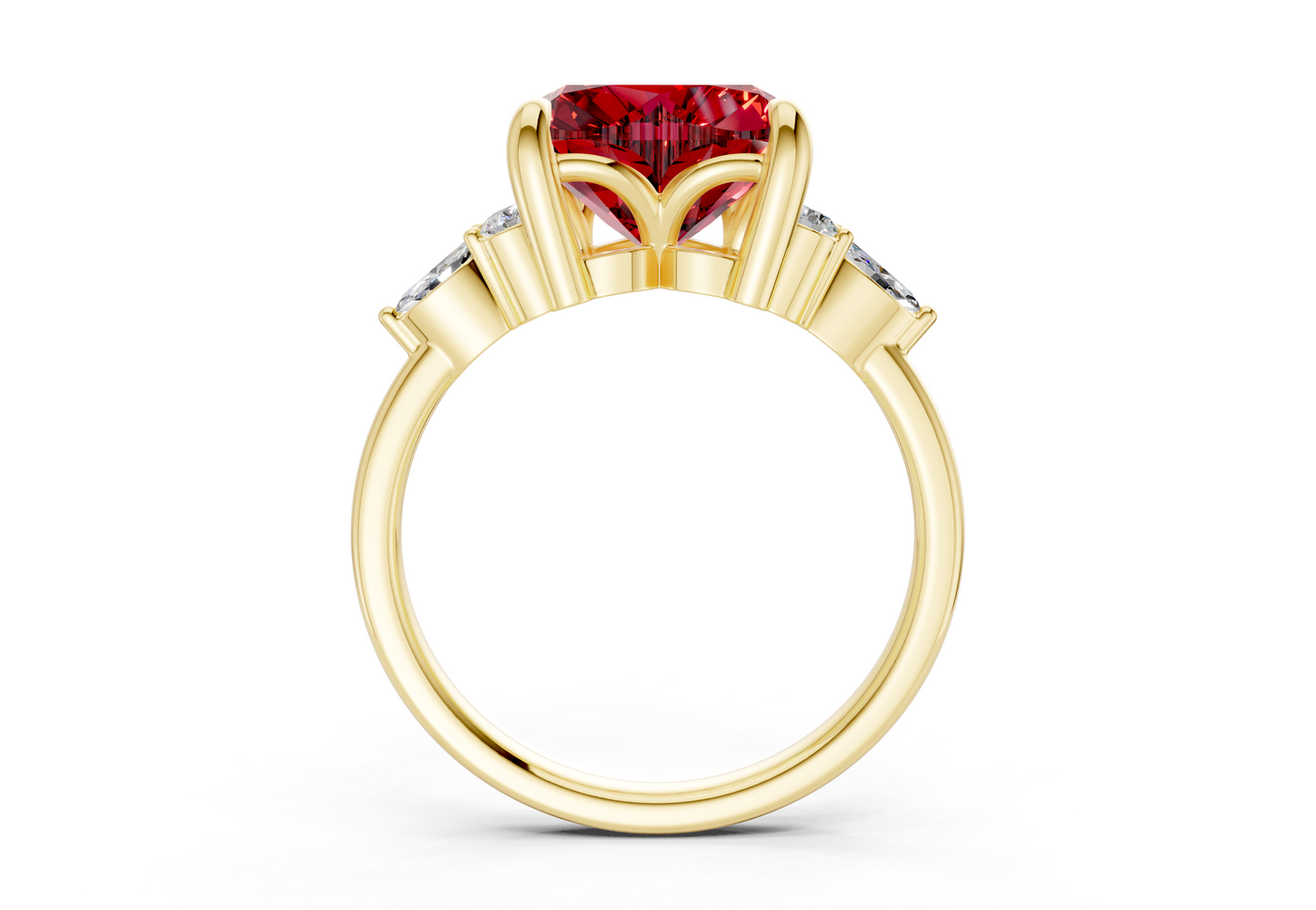 Lyra Ruby Gemstone Accent Heart Cut 2mm Engagement Ring