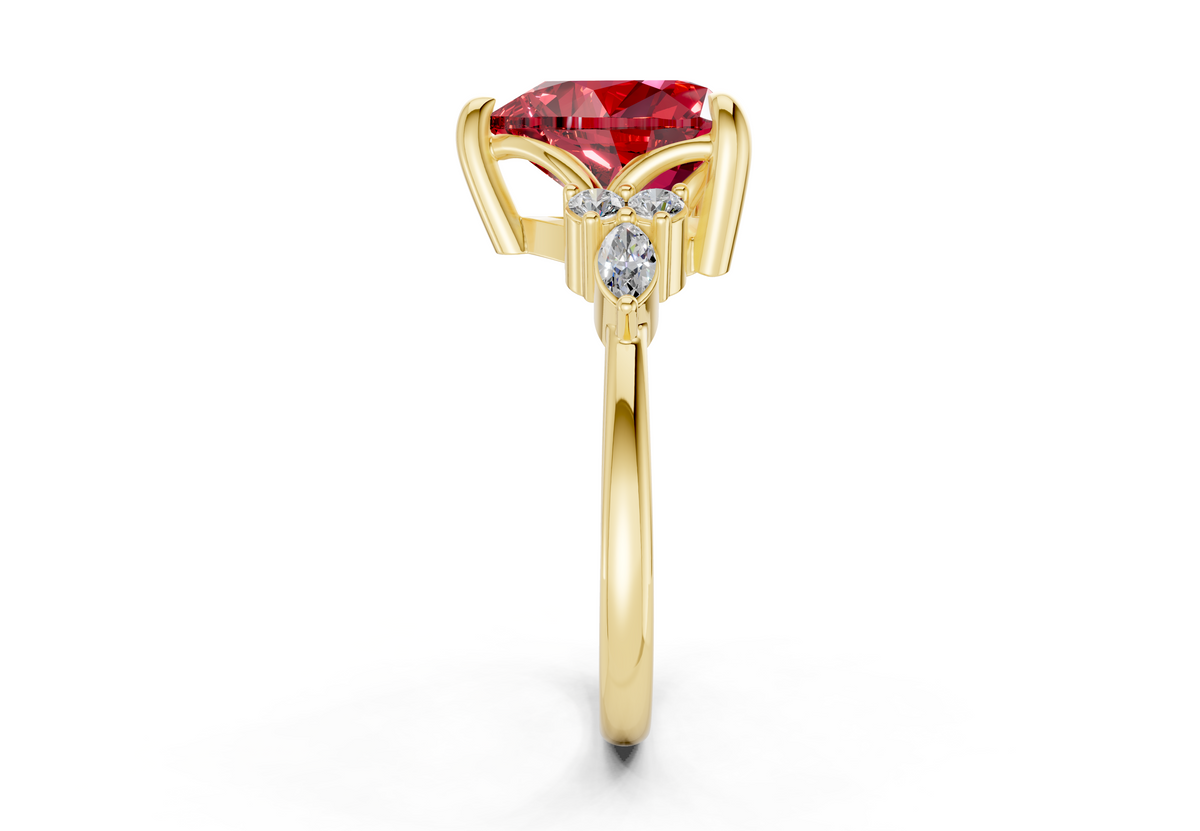 Lyra Ruby Gemstone Accent Heart Cut 1.8mm Engagement Ring