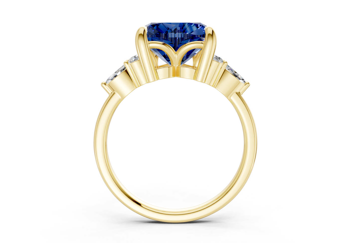 Lyra Sapphire Gemstone Accent Heart Cut 2mm Engagement Ring