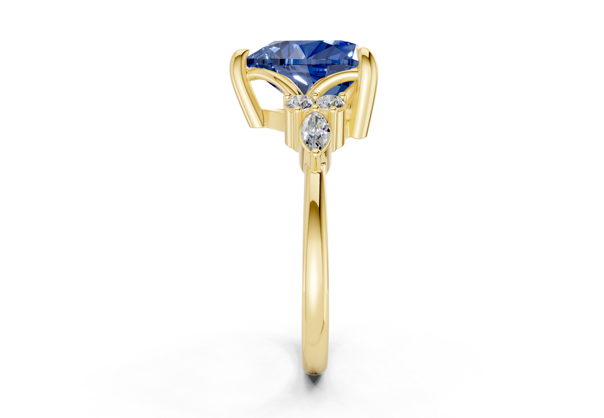 Lyra Sapphire Gemstone Accent Heart Cut 1.8mm Engagement Ring