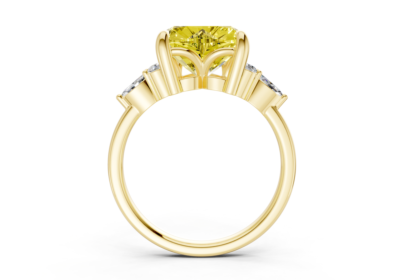 Lyra Yellow Diamond Accent Heart Cut 2.3mm Engagement Ring