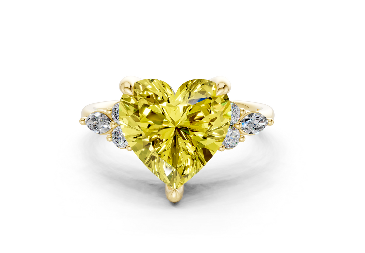 Lyra Yellow Diamond Accent Heart Cut 2mm Engagement Ring