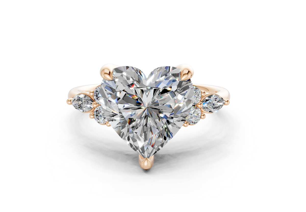 Lyra Diamond Accent Heart Cut 1.8mm Engagement Ring