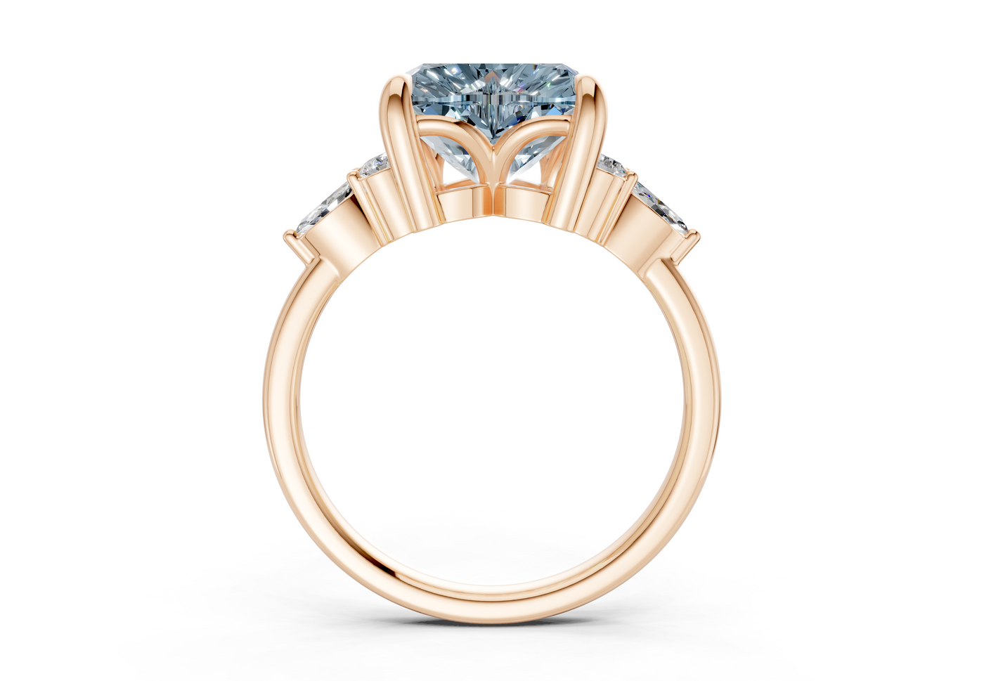 Lyra Blue Diamond Accent Heart Cut 1.8mm Engagement Ring
