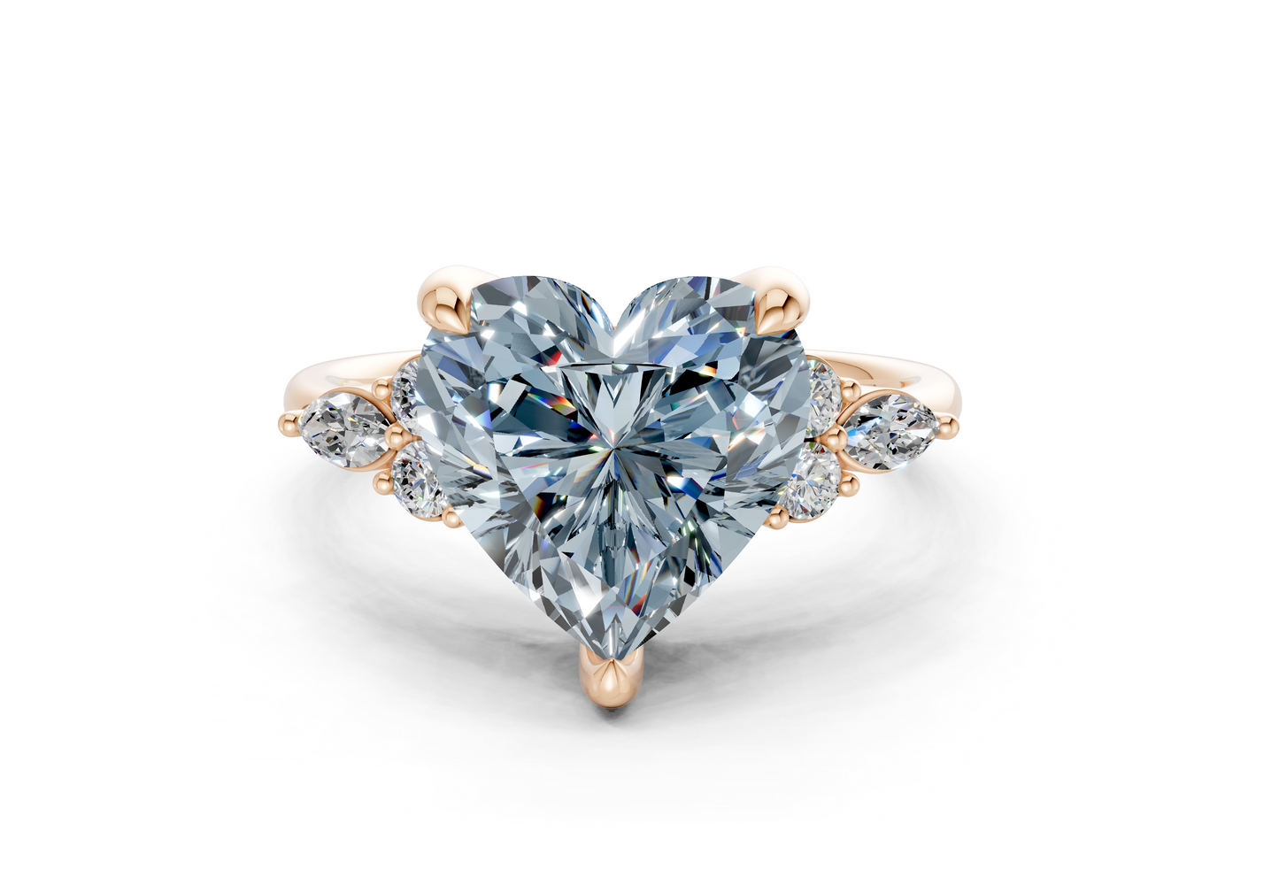 Lyra Blue Diamond Accent Heart Cut 1.8mm Engagement Ring