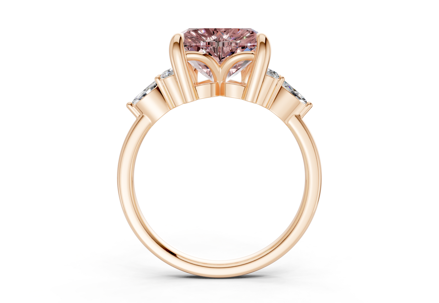 Lyra Pink Diamond Accent Heart Cut 2mm Engagement Ring