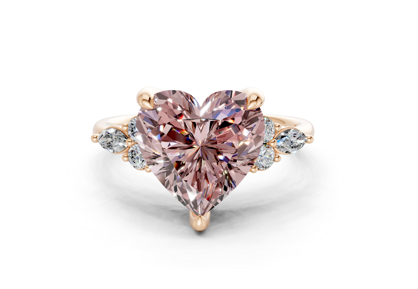 Lyra Pink Diamond Accent Heart Cut 2mm Engagement Ring