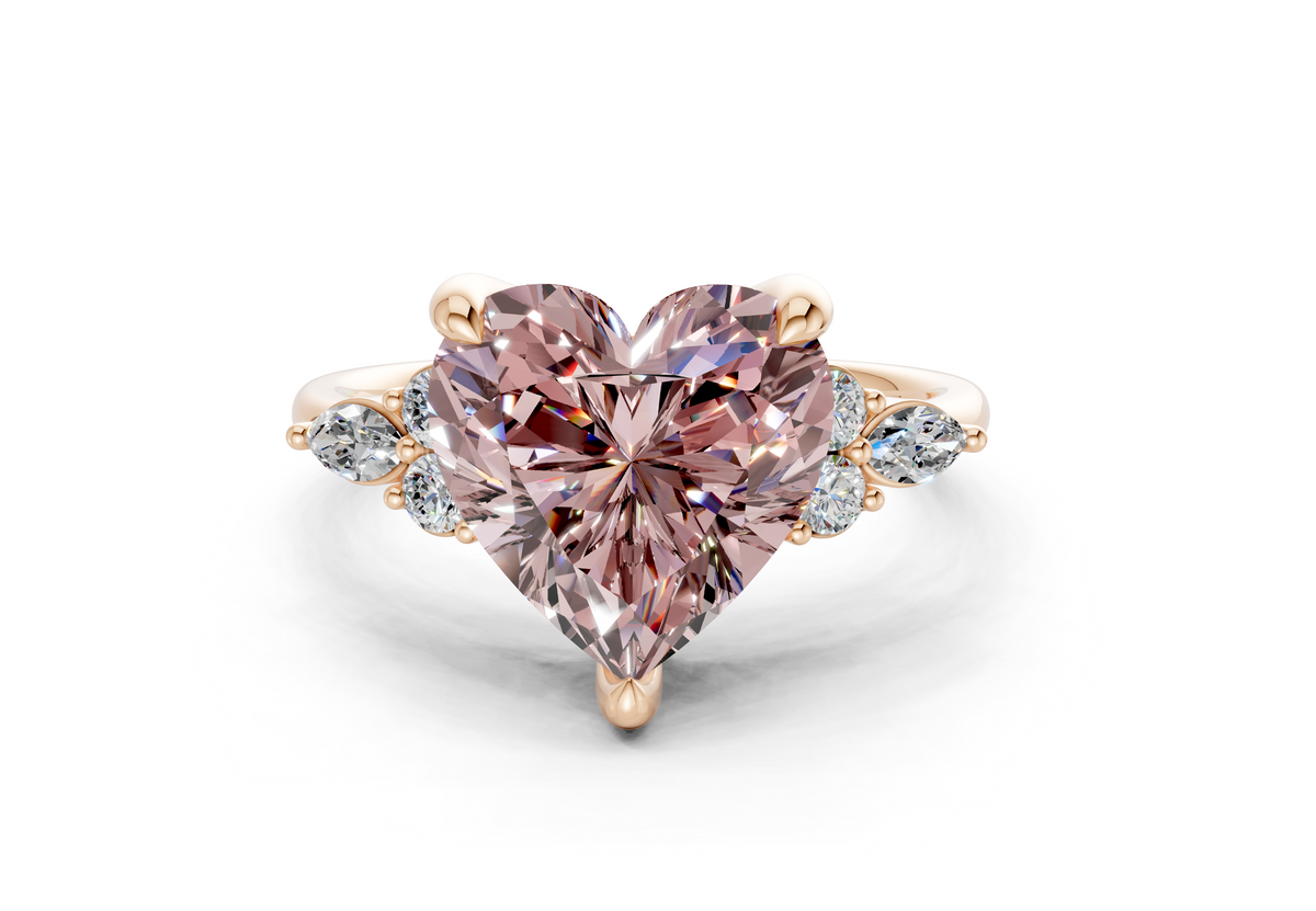 Lyra Pink Diamond Accent Heart Cut 1.8mm Engagement Ring