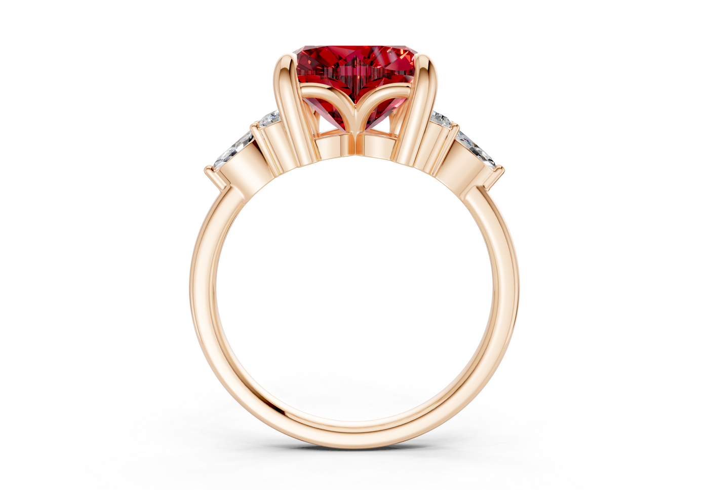 Lyra Ruby Gemstone Accent Heart Cut 2.3mm Engagement Ring