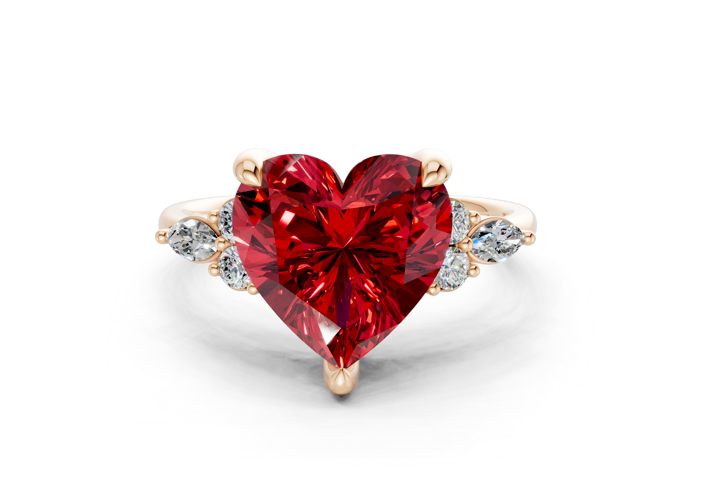 Lyra Ruby Gemstone Accent Heart Cut 2mm Engagement Ring