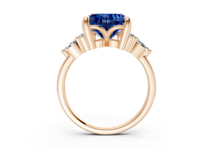 Lyra Sapphire Gemstone Accent Heart Cut 2.3mm Engagement Ring