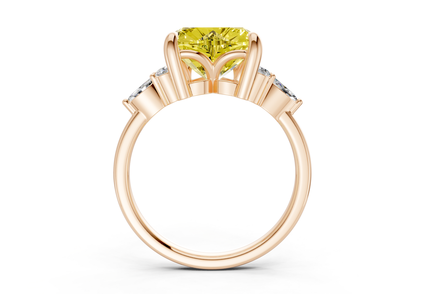 Lyra Yellow Diamond Accent Heart Cut 2.3mm Engagement Ring
