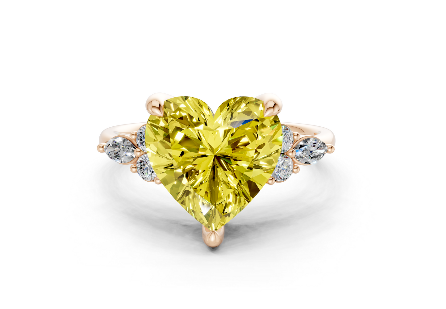 Lyra Yellow Diamond Accent Heart Cut 2.3mm Engagement Ring