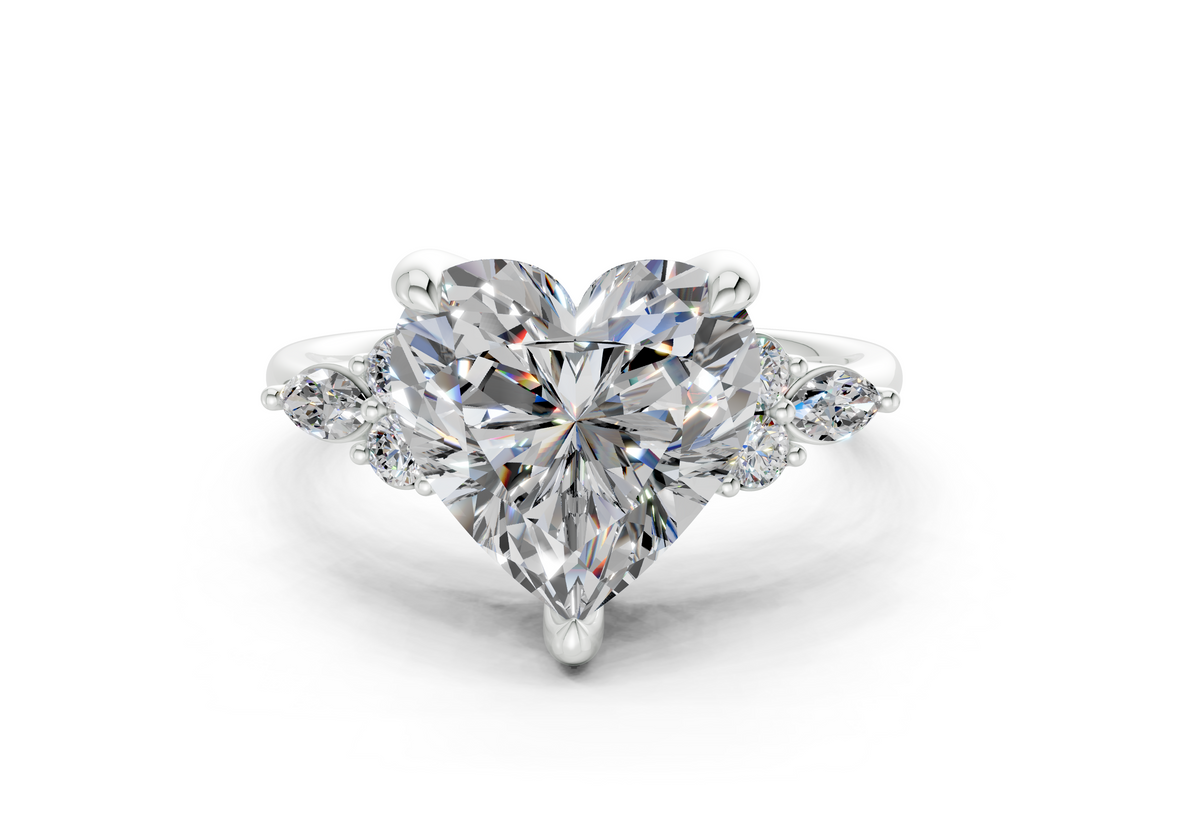 Lyra Diamond Accent Heart Cut 2mm Engagement Ring