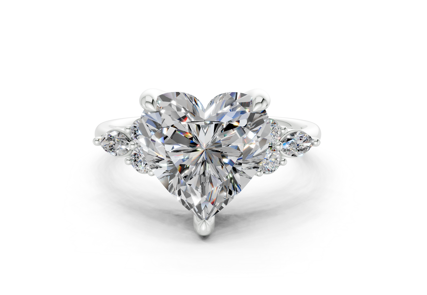 Lyra Diamond Accent Heart Cut 1.8mm Engagement Ring
