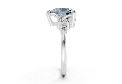 Lyra Blue Diamond Accent Heart Cut 1.8mm Engagement Ring