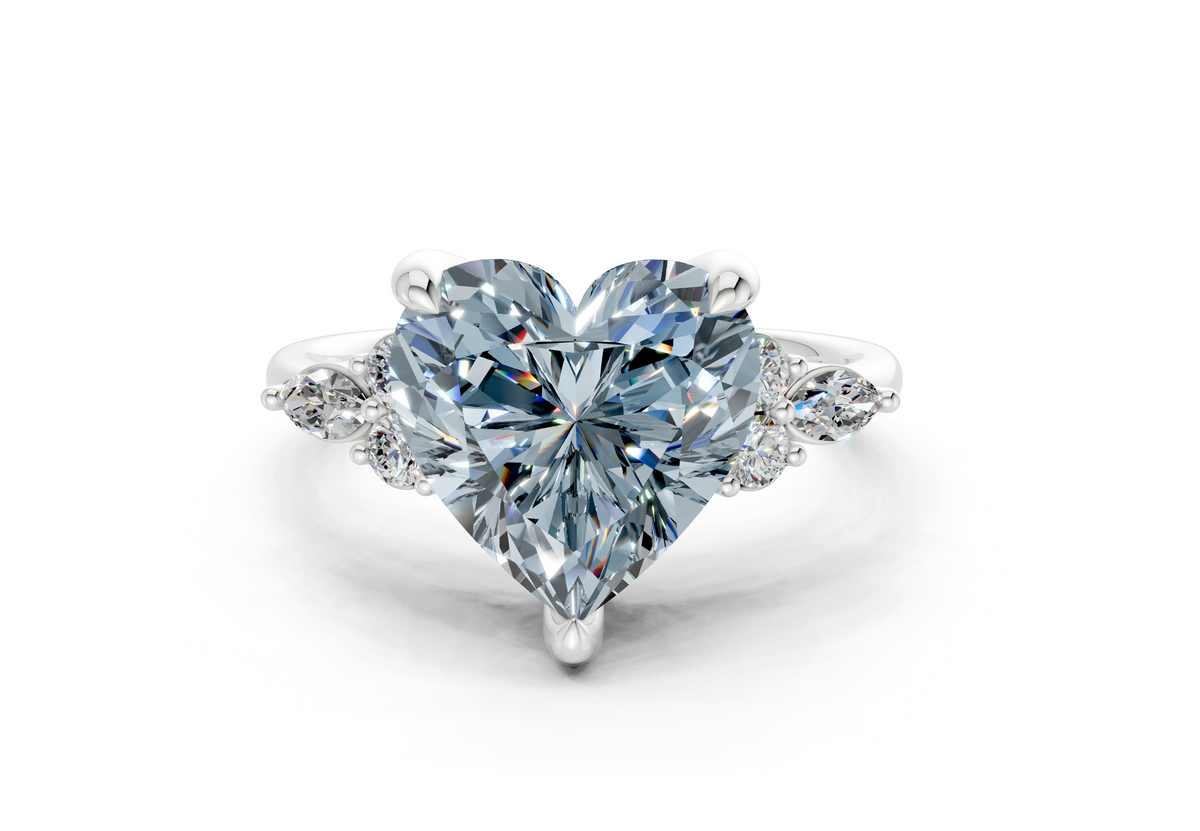 Lyra Blue Diamond Accent Heart Cut 2mm Engagement Ring