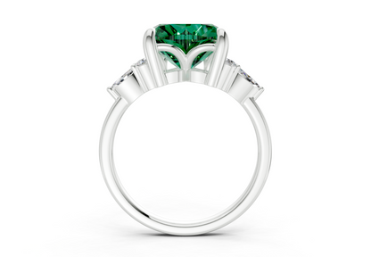 Lyra Emerald Gemstone Accent Heart Cut 2mm Engagement Ring