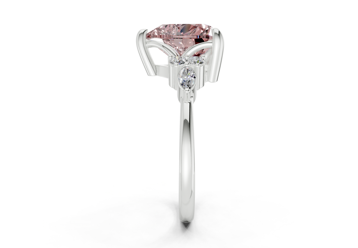 Lyra Pink Diamond Accent Heart Cut 1.8mm Engagement Ring