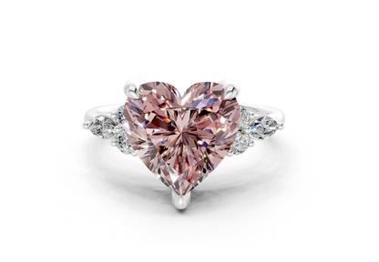 Lyra Pink Diamond Accent Heart Cut 2mm Engagement Ring