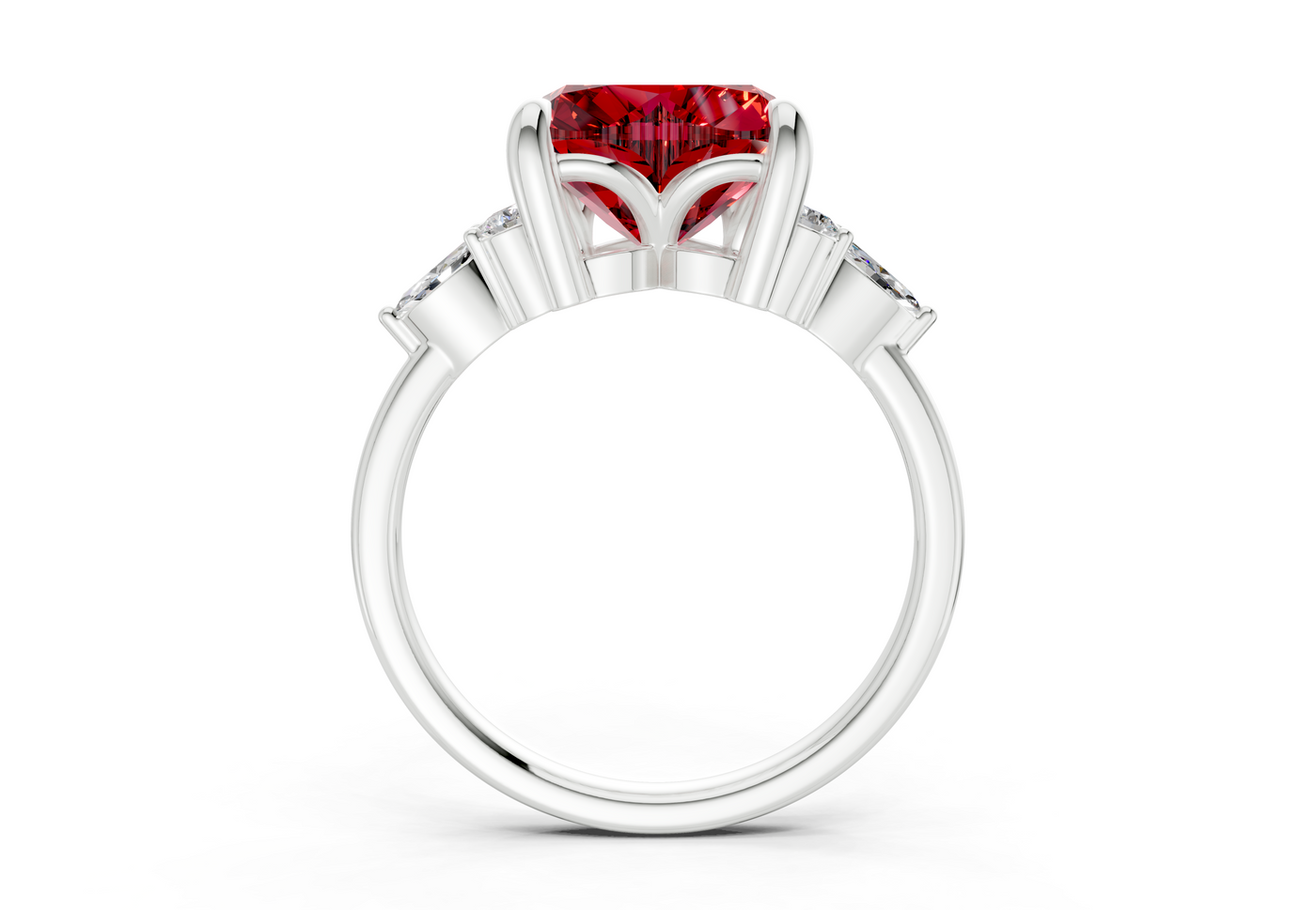 Lyra Ruby Gemstone Accent Heart Cut 1.8mm Engagement Ring