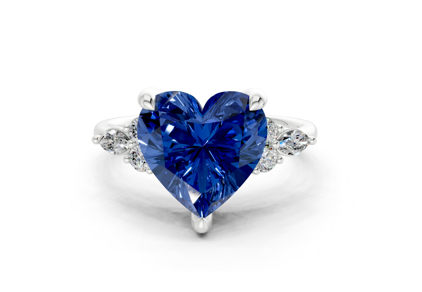 Lyra Sapphire Gemstone Accent Heart Cut 2mm Engagement Ring