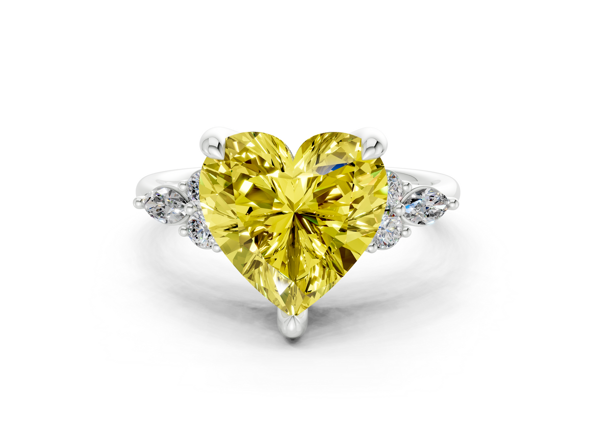 Lyra Yellow Diamond Accent Heart Cut 1.8mm Engagement Ring