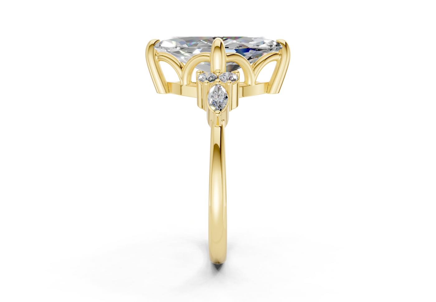 Lyra Diamond Accent Marquise Cut 2.3mm Engagement Ring