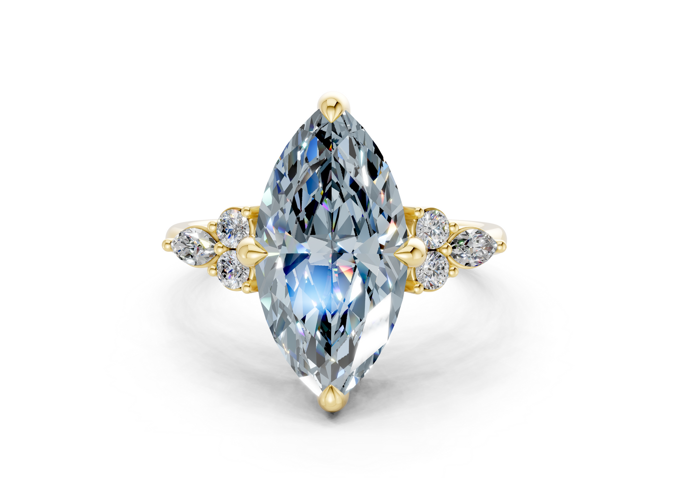 Lyra Blue Diamond Accent Marquise Cut 1.8mm Engagement Ring