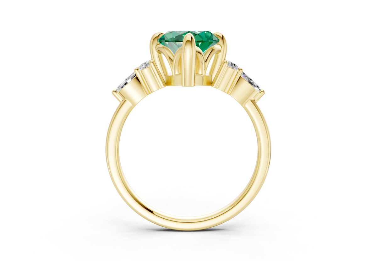 Lyra Emerald Gemstone Accent Marquise Cut 2mm Engagement Ring