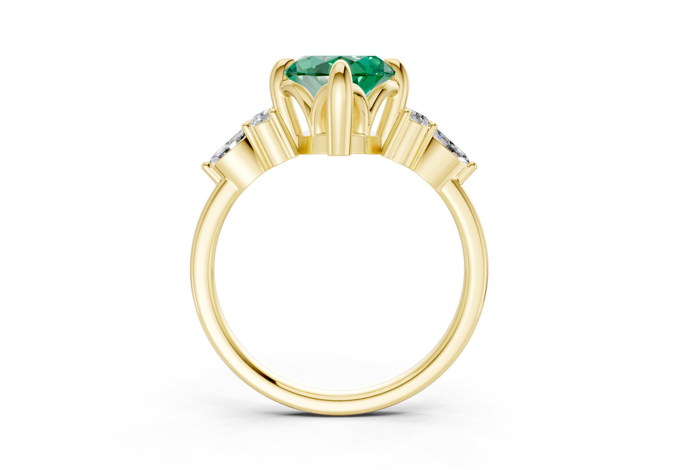 Lyra Emerald Gemstone Accent Marquise Cut 2.3mm Engagement Ring