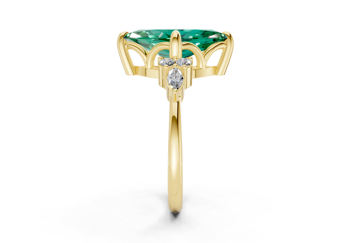 Lyra Emerald Gemstone Accent Marquise Cut 1.8mm Engagement Ring