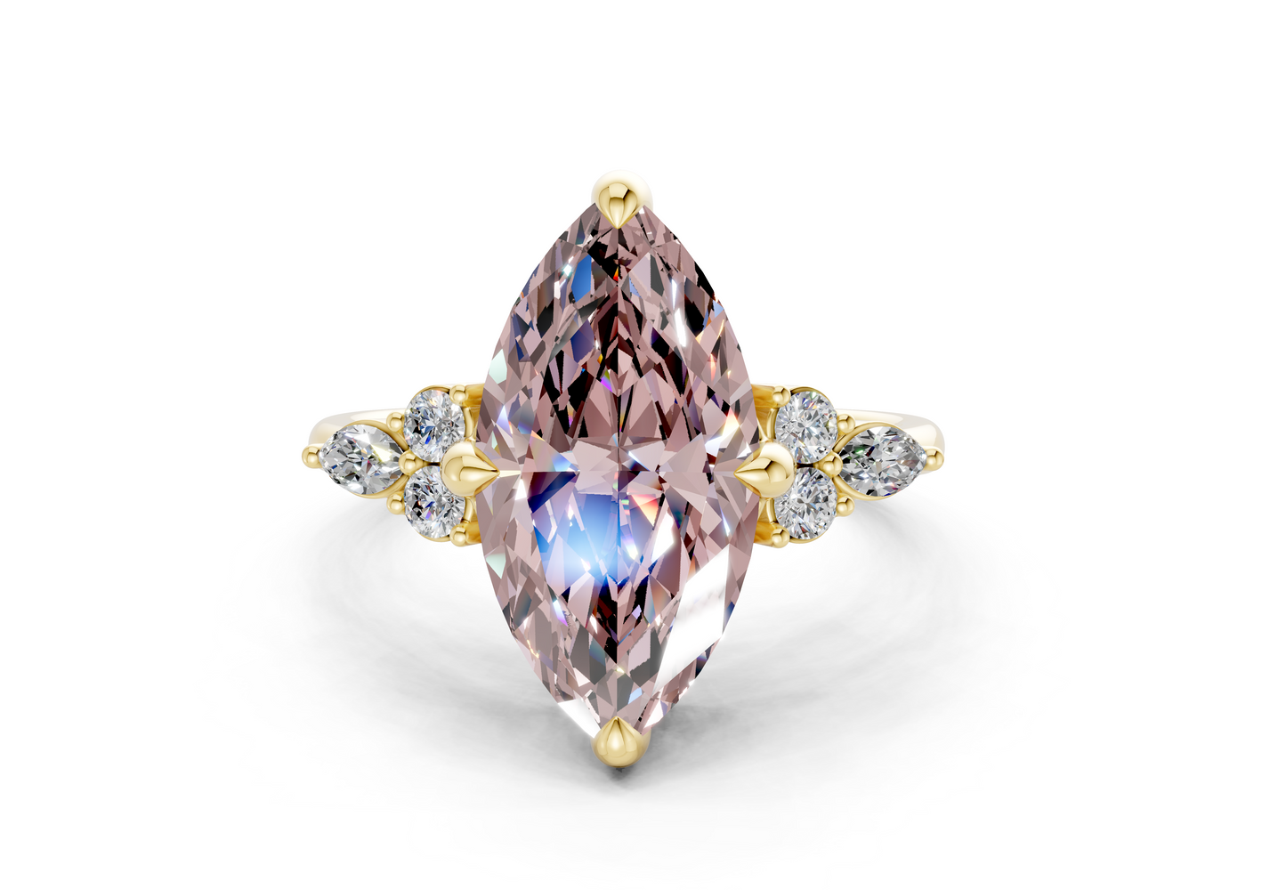 Lyra Pink Diamond Accent Marquise Cut 1.8mm Engagement Ring