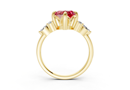 Lyra Ruby Gemstone Accent Marquise Cut 1.8mm Engagement Ring